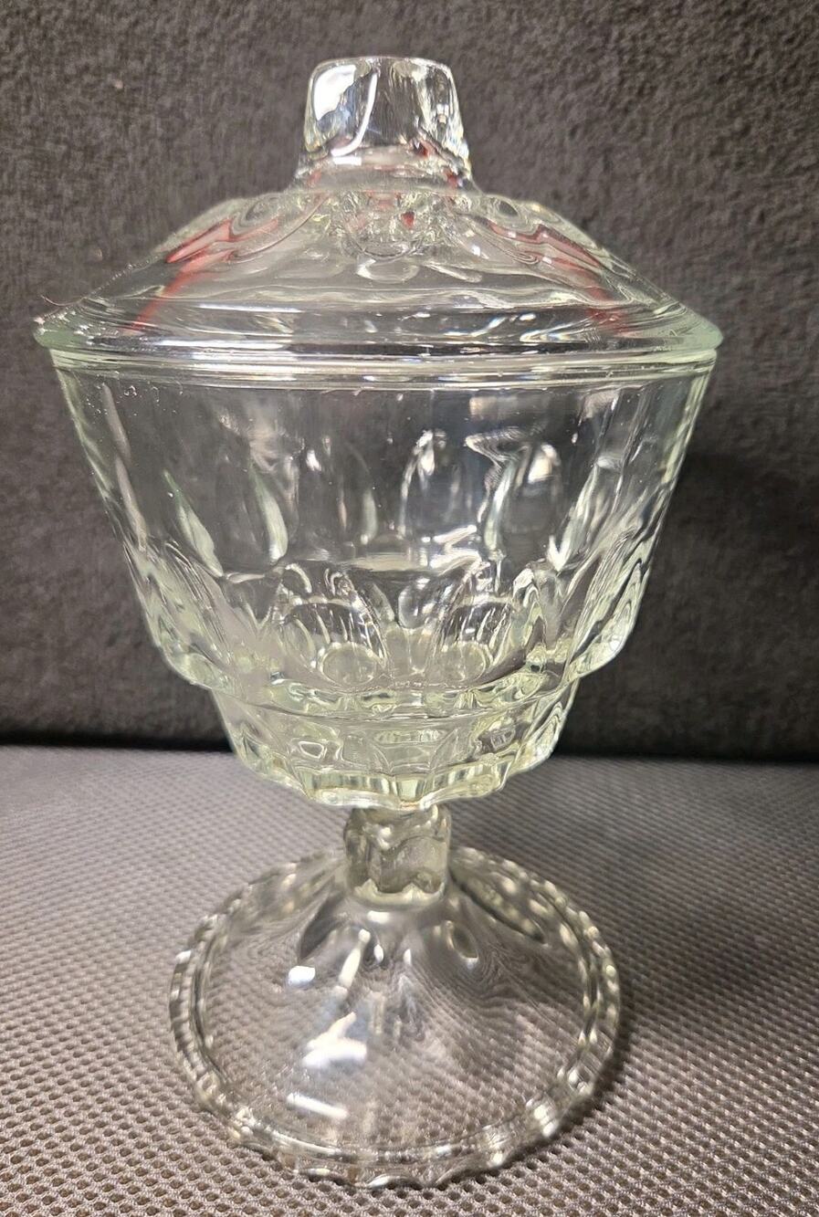 Vintage Hazel-Atlas Compote Candy Dish with Lid Thumbprint Reflection Pattern
